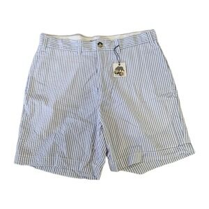 NWT Onward Reserve Shorts Men 34 X 6 Flat Front Seersucker Blue Striped Pockets
